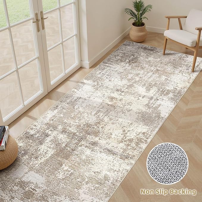 Runner Rug Kitchen Washable Rugs: 3x8 Non-Slip Abstract Soft Modern Stain - Image 3