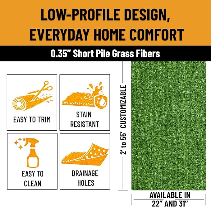 Ottomanson Artificial Grass Runner Lite 22" x 16', Fake Grass - Image 6
