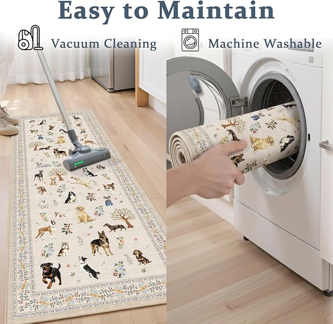 Dog Runner Rug for Entryway, 2x5 Washable Kitchen Mat Ultra-Thin Soft, Non-Slip - Image 6