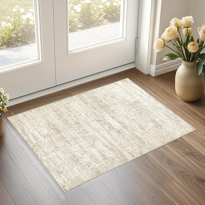 UERMEI 2x3 Entryway Area Rug: Washable Neutral Modern Abstract Small Rug by UERMEI