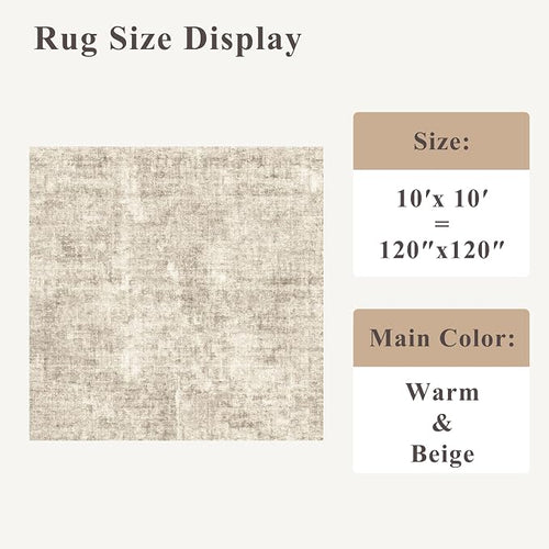 10x10 ft Square Living Room Rug – Washable Modern Abstract Area Rug - Image 2