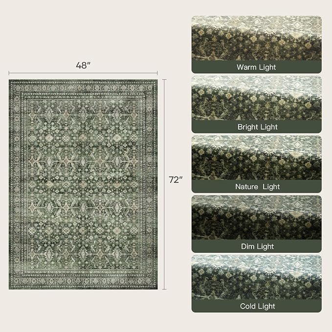 Lofus 3x5 Area Rug for Entryway, Washablee Soft Rugs for Bedroom, Living Room - Image 2