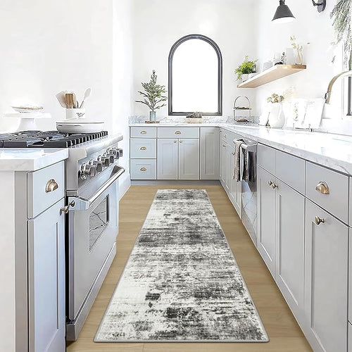 2'6''x8' Runner Rugs Washable Rug: Modern Abstract Hallway Runner Rug Indoor by GENTDRIZZ