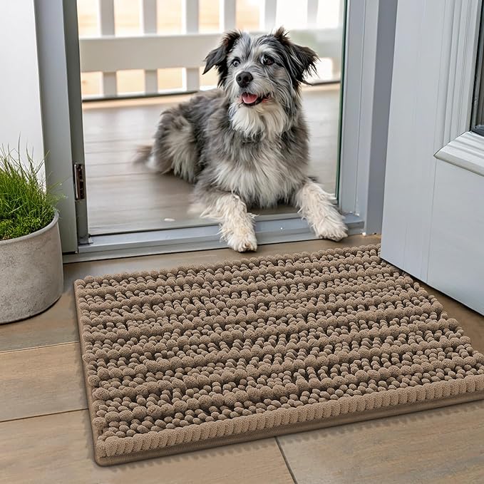 Smiry Dog Door Mat for Muddy Paws 24x16, Absorbent Dirt Trapper, Non-Slip by Smiry