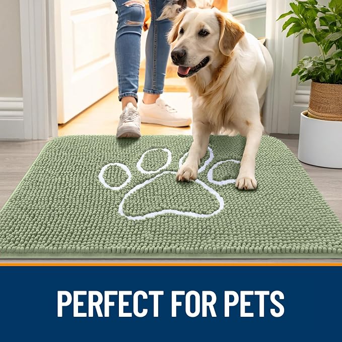 OLANLY Dog Door Mat for Muddy Paws 70x46, Paw Print Design, Absorbs Moisture - Image 6