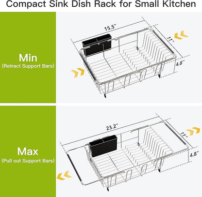 JASIWAY Dish Drying Rack in Sink, Expandable Stainless Steel Dish Drainers - Image 4