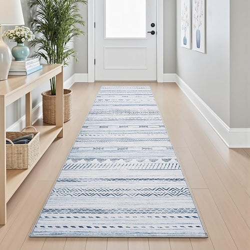 2x10 Runner Rug Machine Washable Non Slip Area Rug Distressed Neutral Moroccan by Tchdio