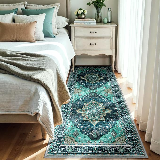 RELEANY Area Rugs Runner 3'x6' Washable Non-Slip, Floral Vintage Distress - Image 2