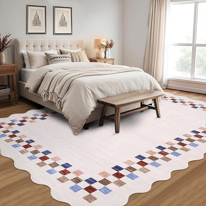 GarveeHome 4x6 Area Rug Small Washable Living Room Rug Scalloped Rug - Image 2