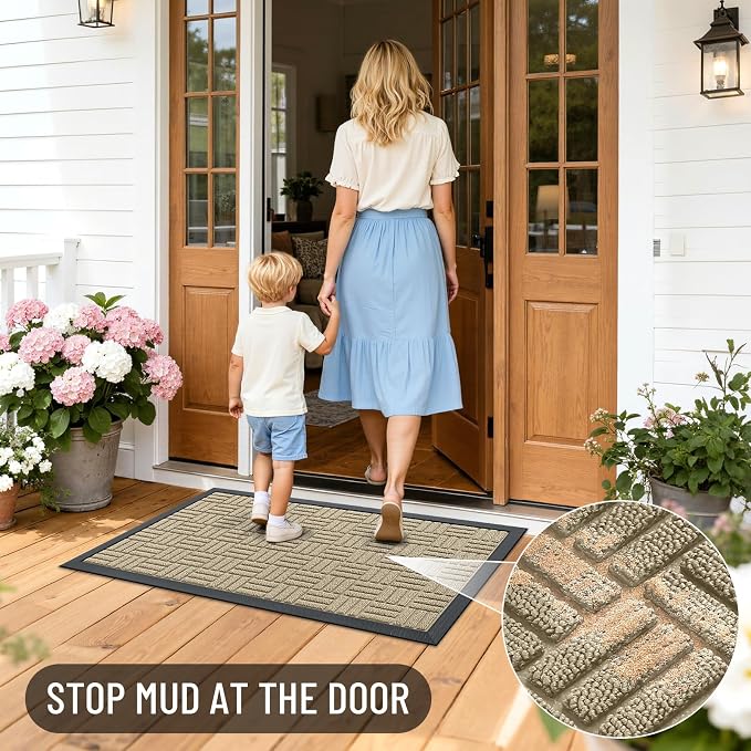 OLANLY Front Door Mat Outside Entrance 47x17, Heavy Duty Sturdy Natural Rubber - Image 7