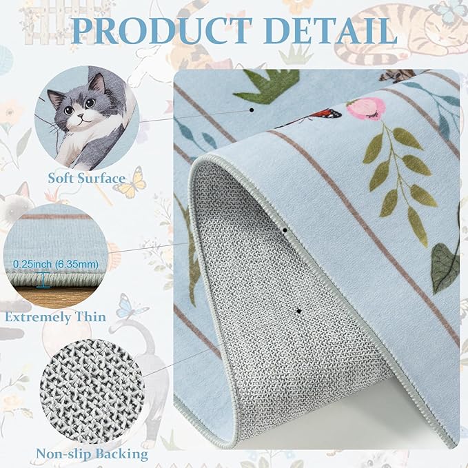 Unirea 8x10 Light Blue Grey Cat Area Rugs - Image 4