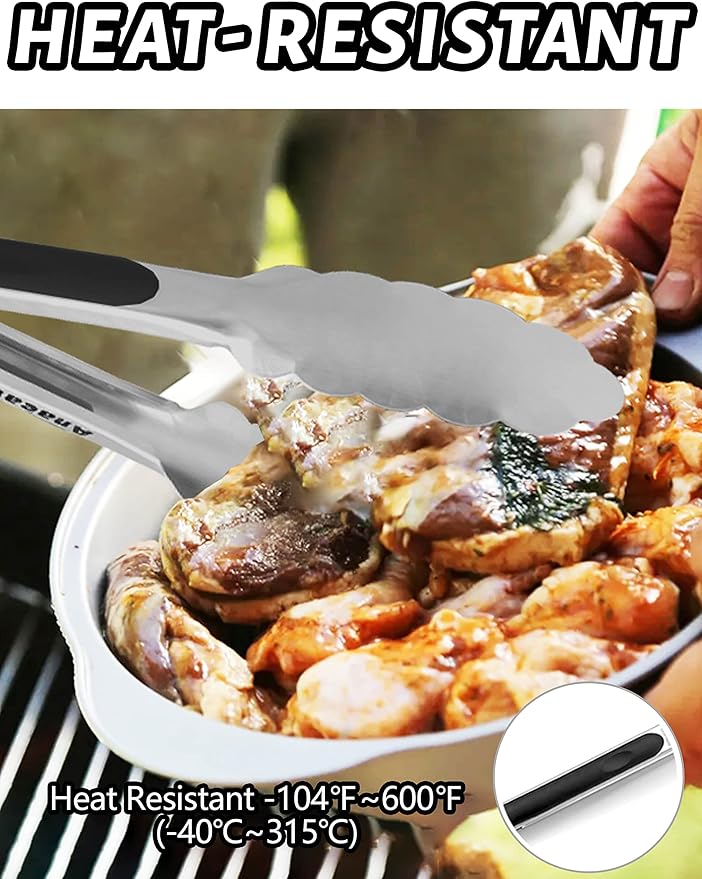 Anaeat 3 Pack 7" Mini Stainless Steel Cooking Tongs - Image 3