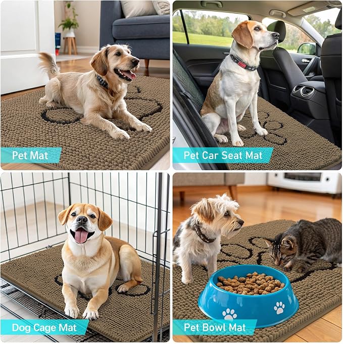 OLANLY Dog Door Mat for Muddy Paws 47x32, Paw Print Design, Absorbs Moisture - Image 7