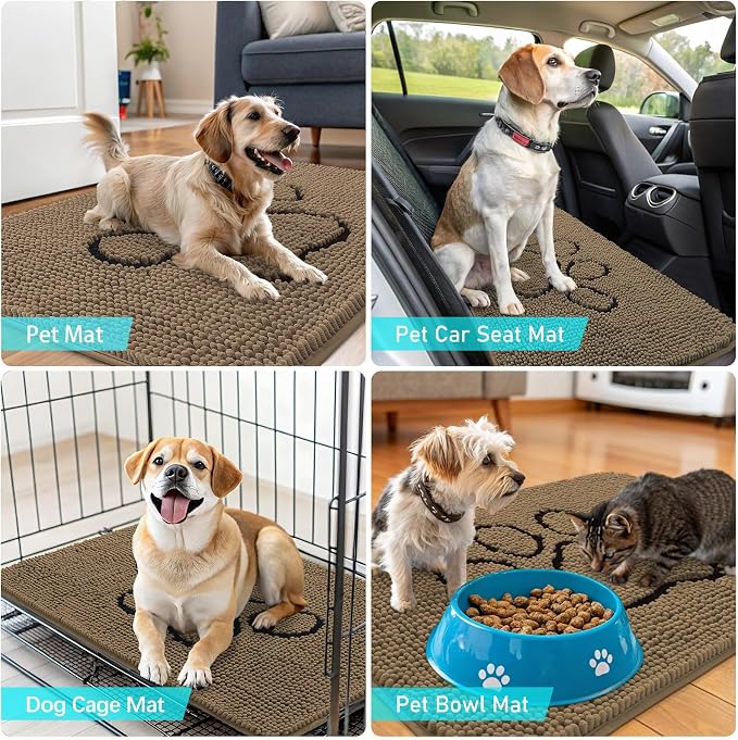 OLANLY Dog Door Mat for Muddy Paws 36x24, Paw Print Design, Absorbs Moisture - Image 7