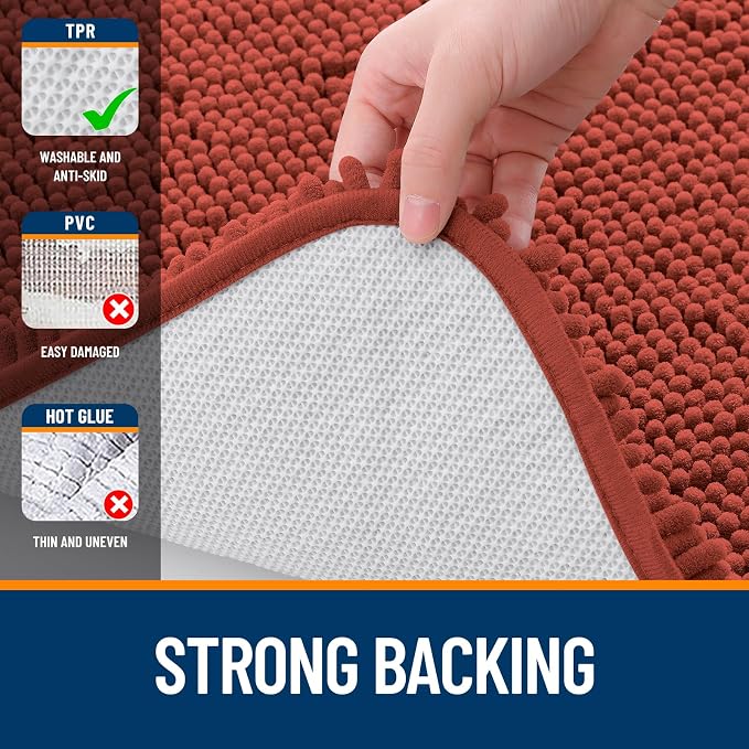 OLANLY Bathroom Rugs 35x24, Extra Soft Absorbent Chenille Bath Rugs, Rubber - Image 6