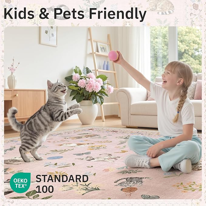 Soalmost Cat 5x7 Pink Area Rugs - Image 5