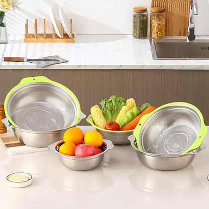 Colander Stainless Steel Microporous, 5QT Large Capacity Rice Washer - Image 9