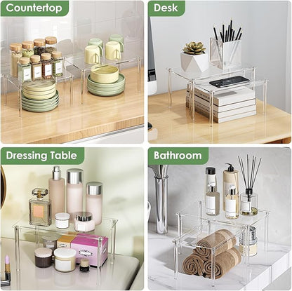Delamu Clear Kitchen Cabinet Organizer, Stackable Cabinet Shelf - Image 8