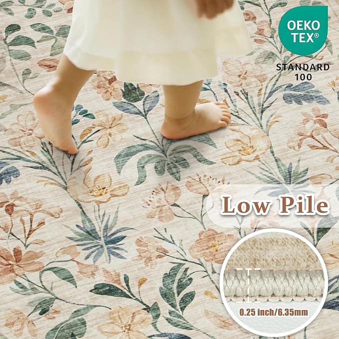9x12 Area Rugs Washable Rug: Large Boho Living Room Rug Soft Non-Slip Low Pile - Image 6