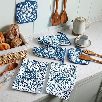 Jingmore 6 Pcs Kitchen Decor Set Accessory Farmhouse Kitchen Towels Pot Holders - Image 7