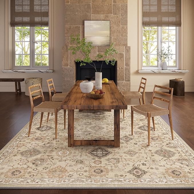 Machine Washable Rug for Living Room: 8x10 Area Rugs Boho Vintage Rug Stain - Image 5