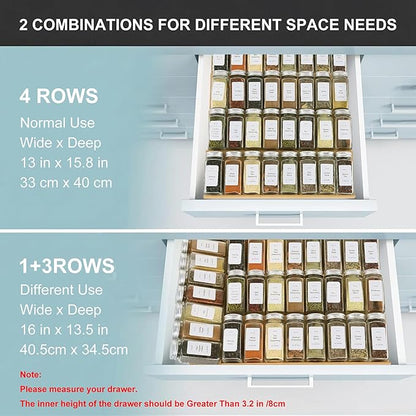 Spice Drawer Organizer with 28 Spice Jars and 216 Labels, Non-slip Rubber - Image 7