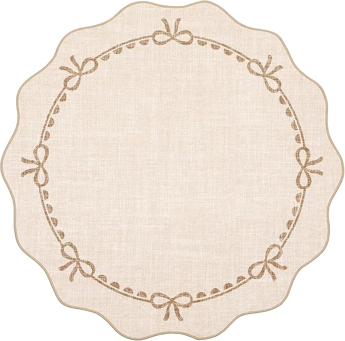 GarveeHome Scalloped Bow Rug for Living Room, 5ft Round Rugs Washable Solid - Image 4