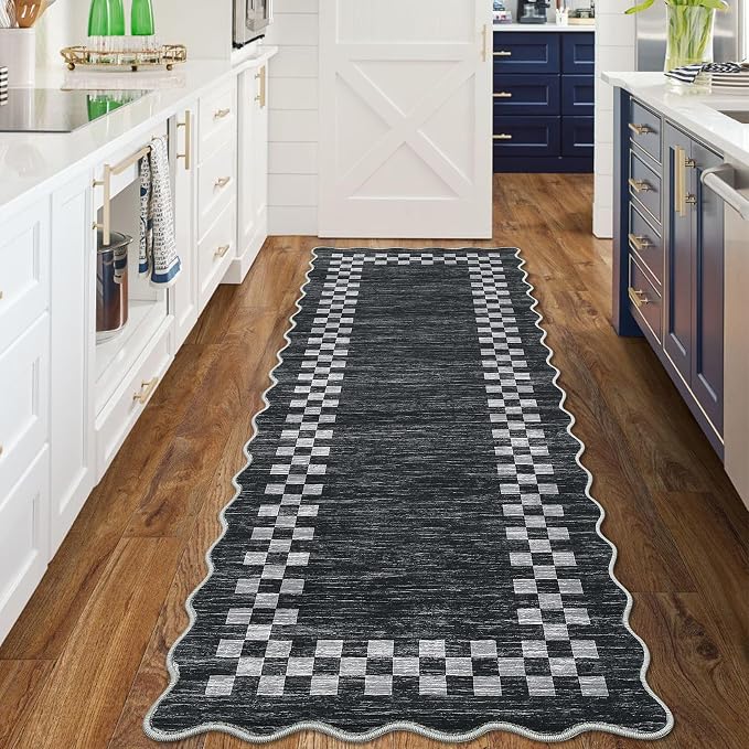 Washable Runner Rug 2x10 Modern Bordered Hallway Runner Rug Non Slip Kitchen - Image 4