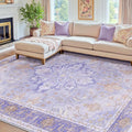 RELEANY Area Rugs 8'x10' Washable Non-Slip, Floral Vintage Distress Medallion by RELEANY