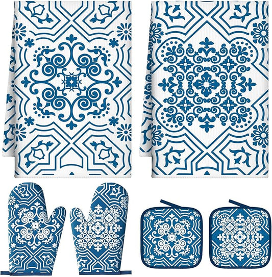 Jingmore 6 Pcs Kitchen Decor Set Accessory Farmhouse Kitchen Towels Pot Holders by Jingmore