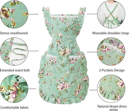 Funny Aprons for Women with Pockets, Kitchen Cooking Grilling Bbq Cute Chef - Image 4