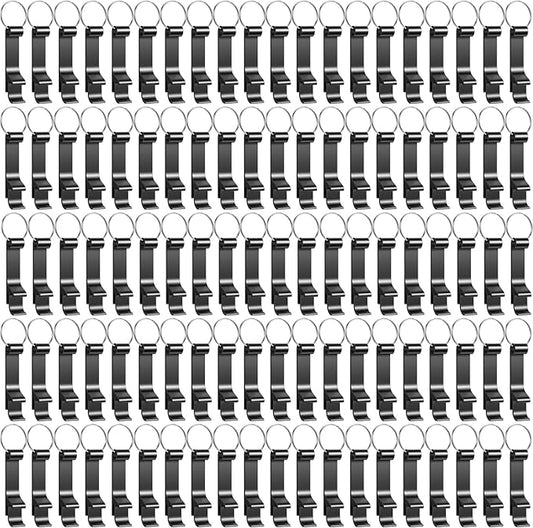100 Pack Bottle Opener Keychain Bulk Black Metal Pocket Can Opener Key Chain by Unknown