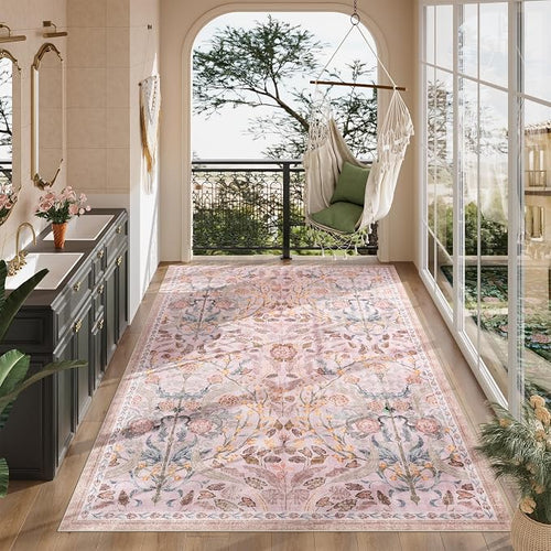 AMTOVO 6x9 Washable Area Rugs for Living Room, Non-Slip Colorful Floral rug - Image 2