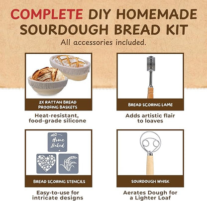Complete Sourdough Bread Starter Kit, Glass Sourdough Starter Jar Kit & Tons of - Image 7