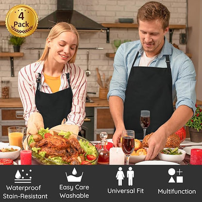 4 Packs Chef Apron, Adjustable Aprons - Image 6