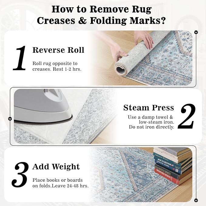 DCX Blue 8x10 Rug, Machine Washable Stain Resistant Kid & Pet Friendly - Image 8