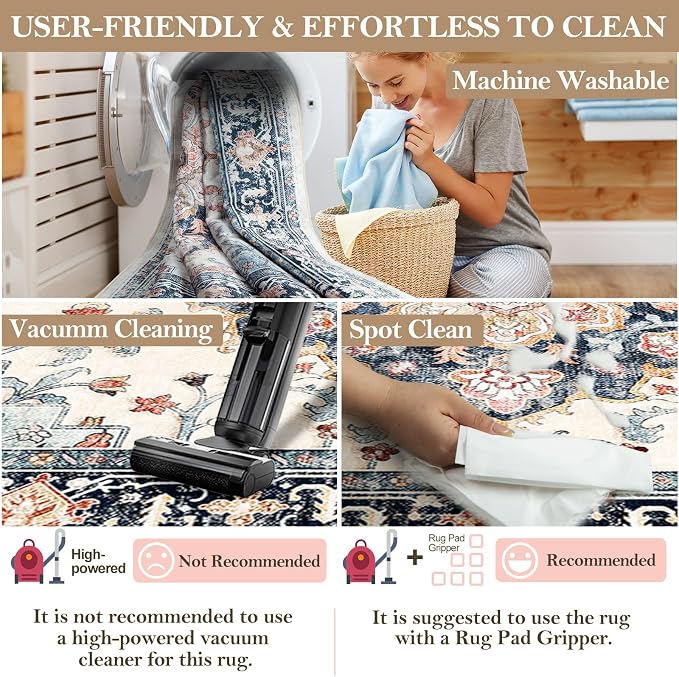 CAPALOCA Machine Washable Rugs Nursery Rug 5x7 Cute Girl Non Slip Low Pile - Image 5