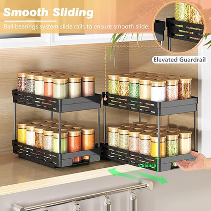 Pull Out Spice Rack Organizer for Cabinet, 2 Pack Widen Slide Out Spice Racks - Image 5