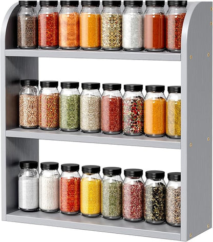 ROMGUAR CRAFT 3 Tier Bamboo Spice Rack, Countertop or Wall Mounting Wood Spice by ROMGUAR+CRAFT