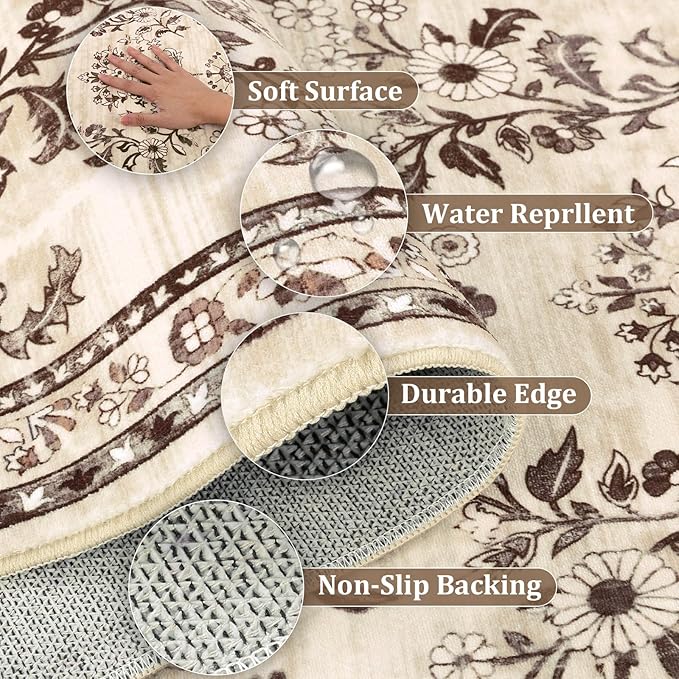 Yamaziot Washable Runner Rug 2x12 – Floral Non Slip Boho Hallway Runner Rug - Image 4