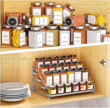 BOIVSHI 4 Tier Spice Rack for Cabinet, Spice Rack Organizer, Depth Adjustable - Image 3