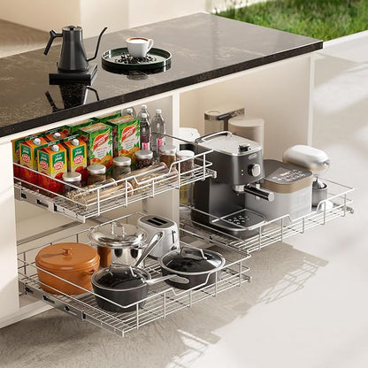2 Tier Pull Out Cabinet Organizer 20" W X 22" D, Slide Out Drawers - Image 8