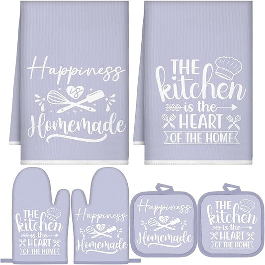 Sratte 6 Pcs Kitchen Decor Accessories Set Farmhouse Towels Pot Holders Oven by Sratte