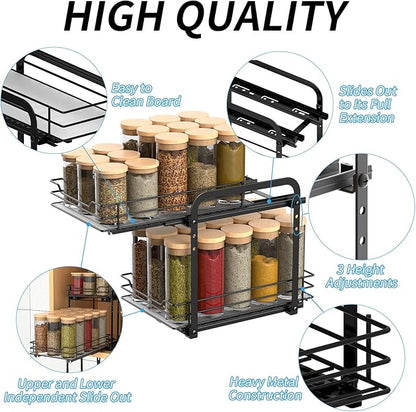 BOIVSHI 2-Tier Spice Rack, Pull Out Spice Racks Organizer - Image 4