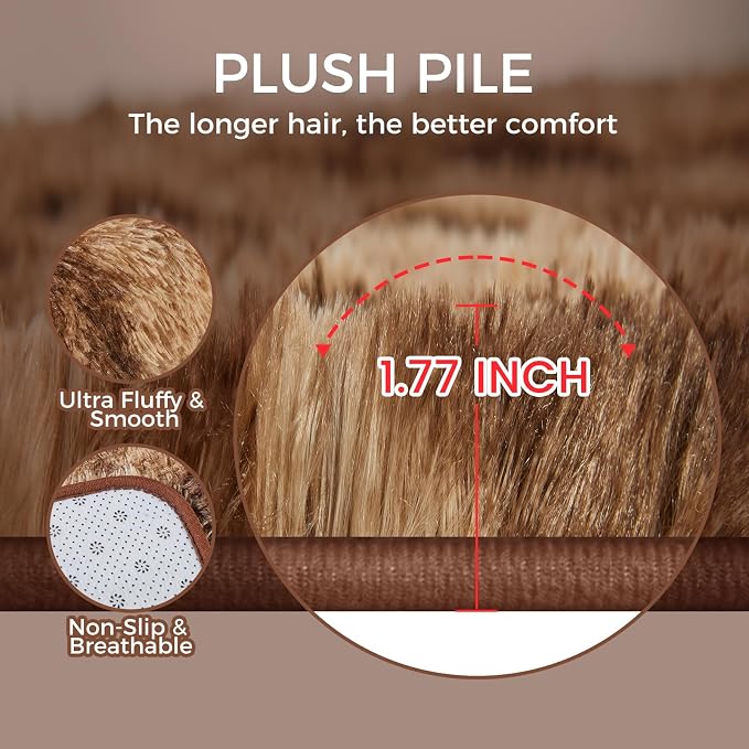 Ultra Soft Rug for Living Room, 5X8 Fluffy Shag Area Rug for Bedroom, Modern - Image 5