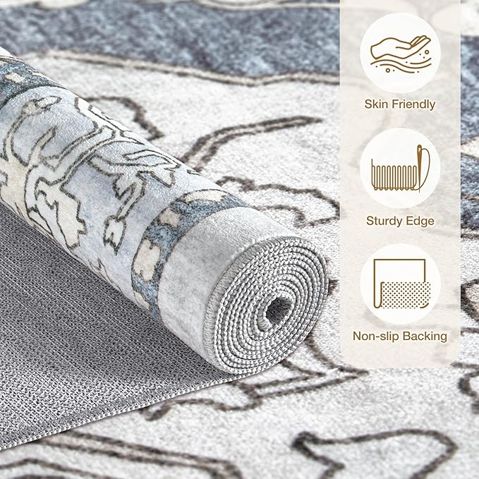 cotiled 5x7 Area Rug Machine Washable Vintage Carpet - Image 2