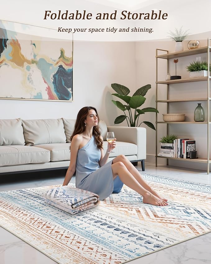 3x5 Washable Rug Moroccan Small Entryway Rug Non Slip Indoor Floor Carpet - Image 5