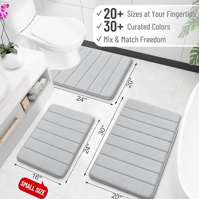 OLANLY Memory Foam Bath Mat 36x24, Super Soft Absorbent Bathroom Rugs, Quick Dry - Image 2