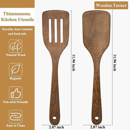 4 Pack Wooden Spatula for Cooking, Non-stick Turner Acacia Wood Spatula for - Image 4