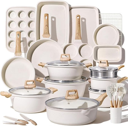 CAROTE 44pcs Pots and Pan Set Nonstick, Cookware Sets, Cooking Set Non Stick by CAROTE